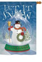 Snow Globe Snowman House Flag