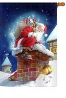 Chimney Santa House Flag