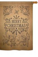 Merry Christmas Bells Burlap House Flag