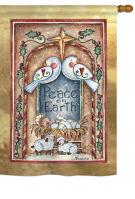 Peace on Earth Doves & Nativity House Flag