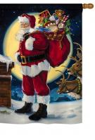 Moonlit Santa House Flag