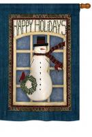 Happy Holidays Snowman House Flag