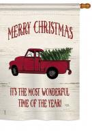 Merry Christmas Vintage Truck House Flag