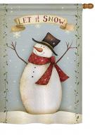 Let It Snow Happy Snowman House Flag