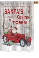 Santa\'s Coming to Town House Flag