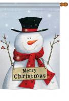 Joyful Snowman Christmas House Flag