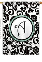 Damask A Monogram House Flag