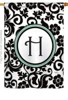 Damask H Monogram House Flag