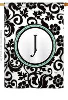 Damask J Monogram House Flag