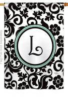 Damask L Monogram House Flag