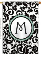 Damask M Monogram House Flag