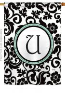 Damask U Monogram House Flag