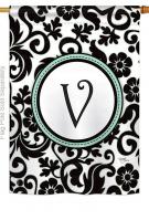 Damask V Monogram House Flag