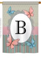 Butterflies B Monogram House Flag