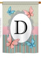 Butterflies D Monogram House Flag