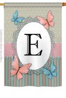 Butterflies E Monogram House Flag