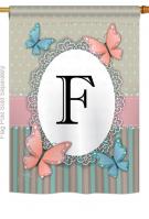 Butterflies F Monogram House Flag