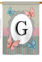 Butterflies G Monogram House Flag