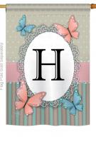 Butterflies H Monogram House Flag