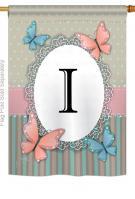 Butterflies I Monogram House Flag