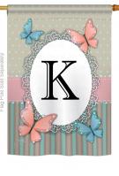 Butterflies K Monogram House Flag