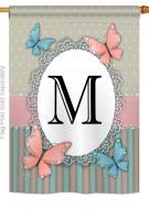 Butterflies M Monogram House Flag