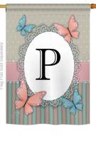 Butterflies P Monogram House Flag