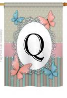 Butterflies Q Monogram House Flag