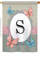 Butterflies S Monogram House Flag