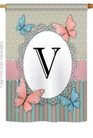 Butterflies V Monogram House Flag