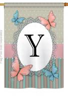 Butterflies Y Monogram House Flag