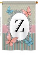 Butterflies Z Monogram House Flag