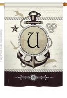 Nautical U Monogram House Flag