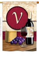 Wine V Monogram House Flag