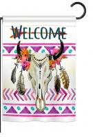 Bohemian Bull Skull Garden Flag