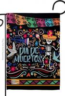 Colorful Dia de Muertos Garden Flag