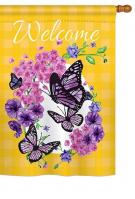 Welcome Butterflies Bouquet House Flag