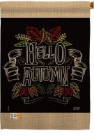 Chalkboard Hello Autumn Double Burlap House Flag