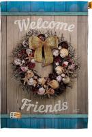 Welcome Breeze Wreath House Flag