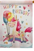 Unicorn Birthday House Flag