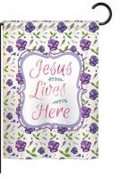 Jesus Lives Here Garden Flag