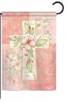 Pink Flower Cross Garden Flag