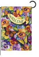 Pansies with Butterflies Garden Flag