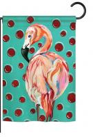 Polka Dot Flamingo Garden Flag