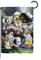 Bath Time Puppies Garden Flag