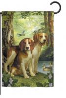 Beagles And Duck Garden Flag