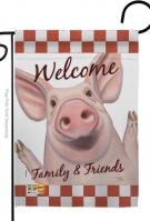 Welcome Piggy Garden Flag