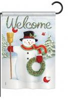 Snowman Wreath Garden Flag