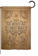 Merry Christmas Bells Burlap Garden Flag