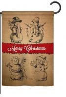 Snowman Fun Burlap Garden Flag